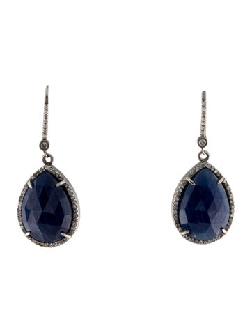 Sheryl Lowe Drop Sapphire & Diamond Earrings