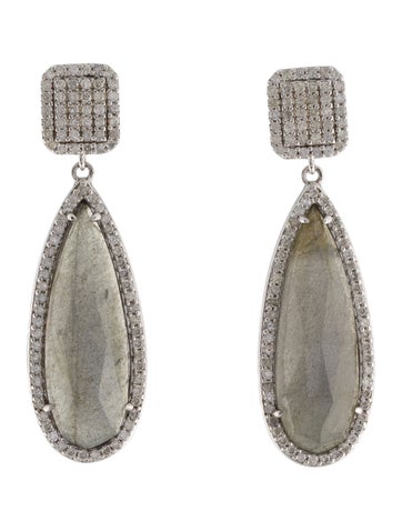 Sheryl Lowe Drop Labradorite & Diamond Earrings