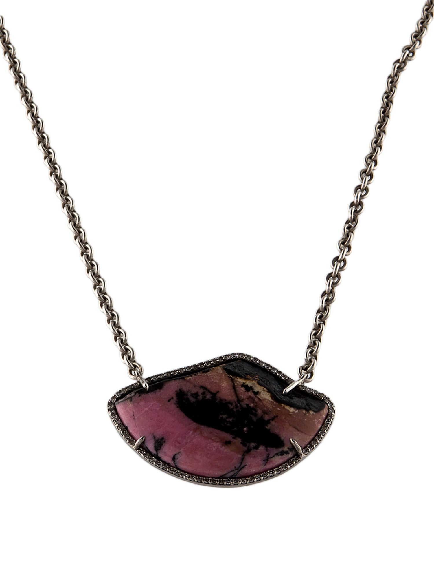 Sheryl Lowe Rhodonite & Diamond Pendant Necklace
