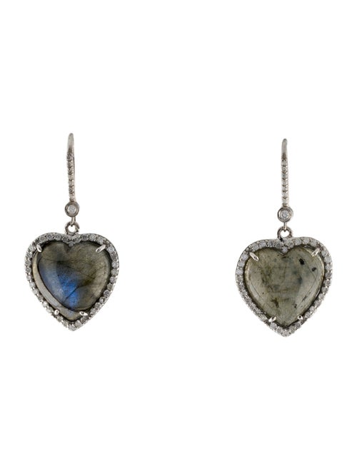 Sheryl Lowe Labradorite & Diamond Heart Drop Earrings