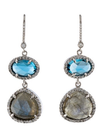 Sheryl Lowe Drop Labradorite, Topaz & Diamond Earrings