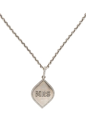 Sheryl Lowe Pendant Necklace Diamond 'Mrs'