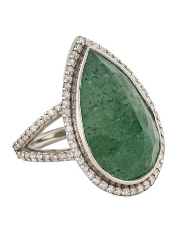 Sheryl Lowe Cocktail Ring Diamond & Aventurine Quartz RIng 8