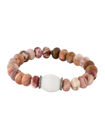 Sheryl Lowe Bead Howardite, Glass & Diamond Beaded Bracelet