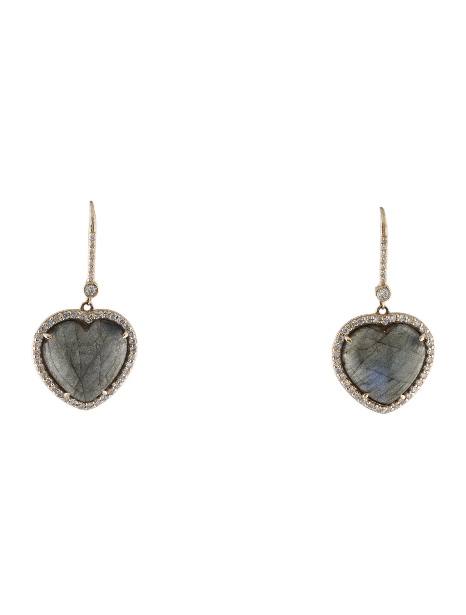 Sheryl Lowe 14K Labradorite & Diamond Heart Drop Earrings