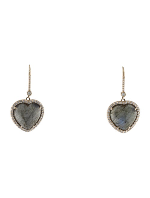 Sheryl Lowe 14K Labradorite & Diamond Heart Drop Earrings