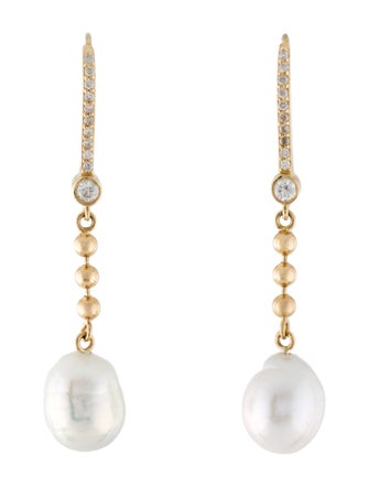 Sheryl Lowe 14K Pearl & Diamond Drop Earrings