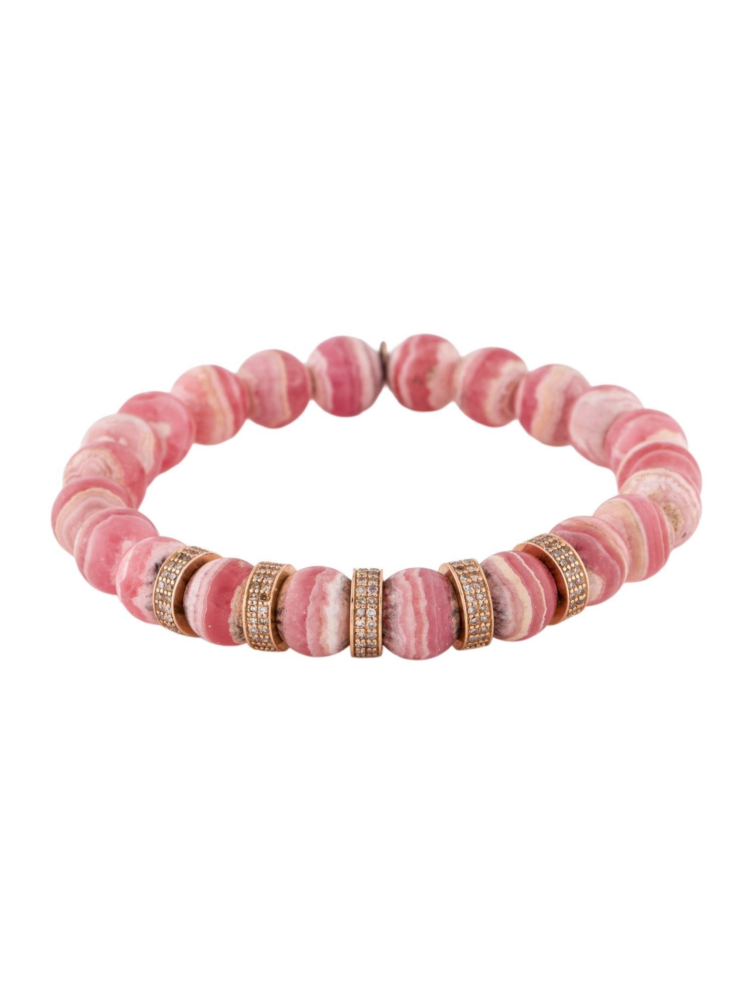 Sheryl Lowe 14K Rhodochrosite & Diamond Bead Bracelet