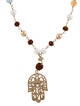 Sheryl Lowe 1.53ctw Diamond & Multistone Beaded Hamsa Pendant Necklace