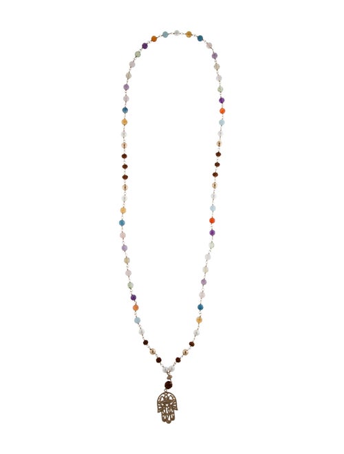 Sheryl Lowe 1.53ctw Diamond & Multistone Beaded Hamsa Pendant Necklace