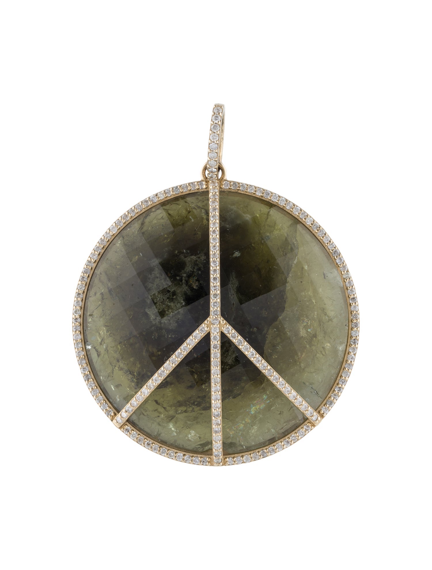 Sheryl Lowe 14K Garnet & Diamond Peace Sign Pendant