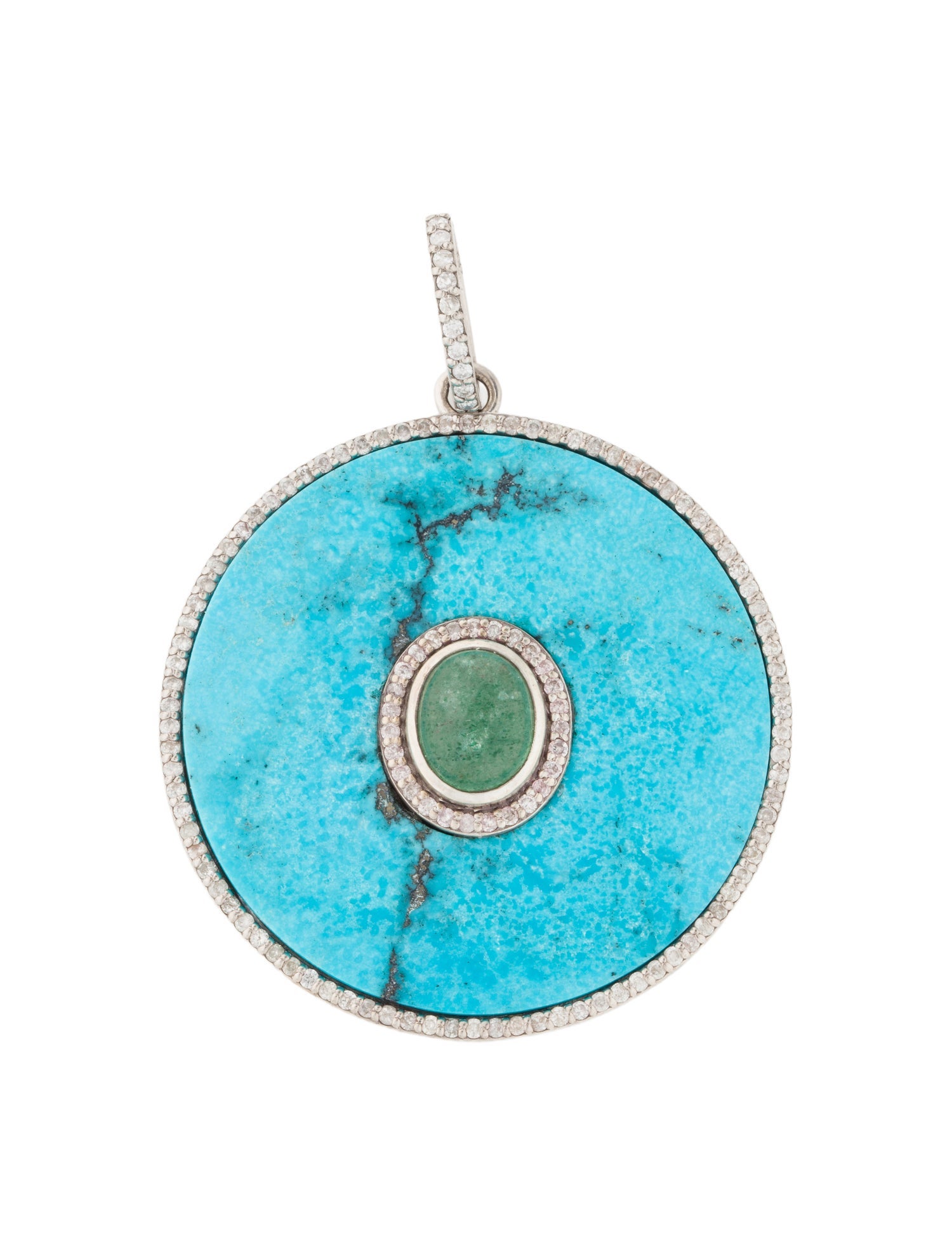Sheryl Lowe Aventurine Quartz, Turquoise & Diamond Pendant