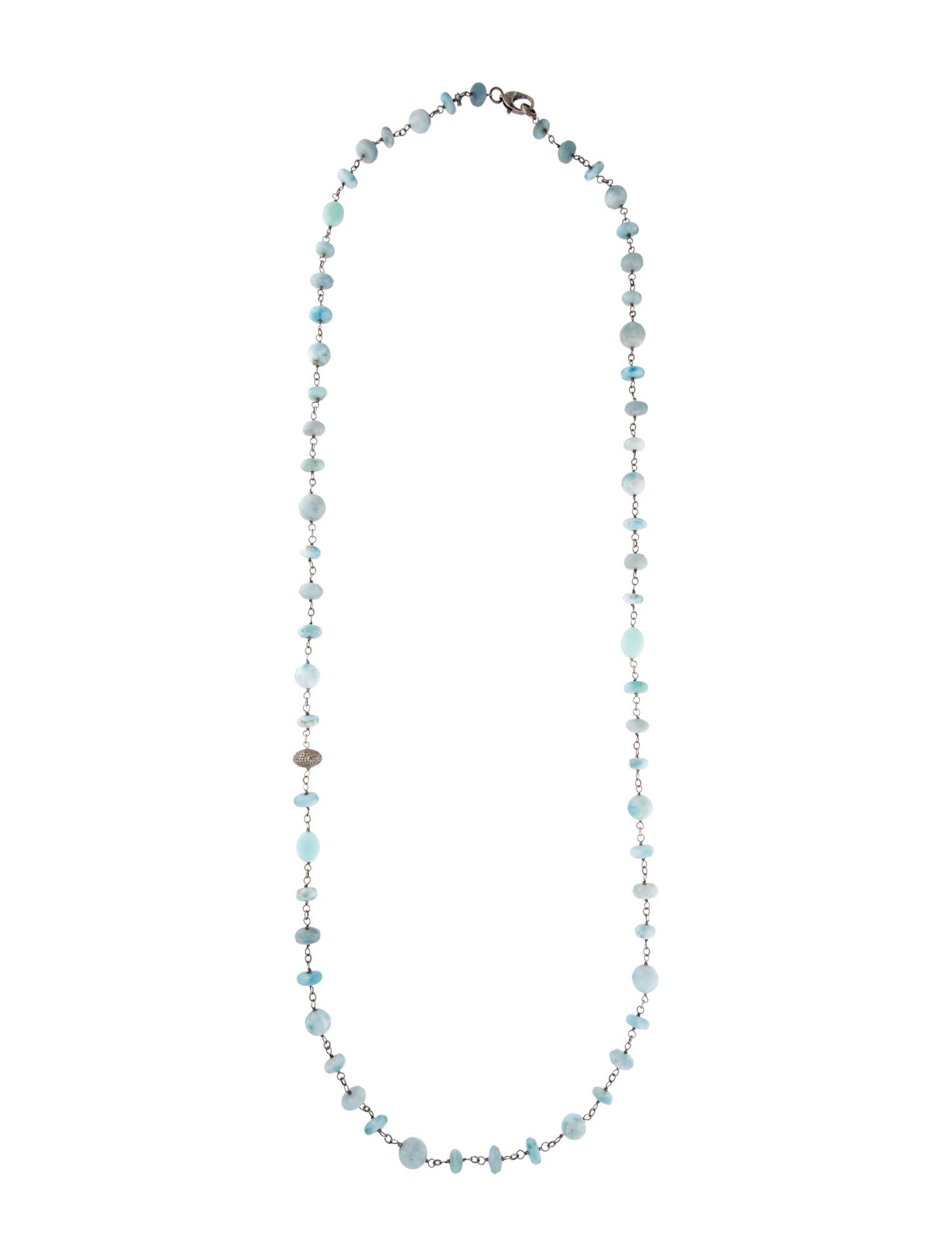 Sheryl Lowe Aquamarine & Diamond Bead Necklace