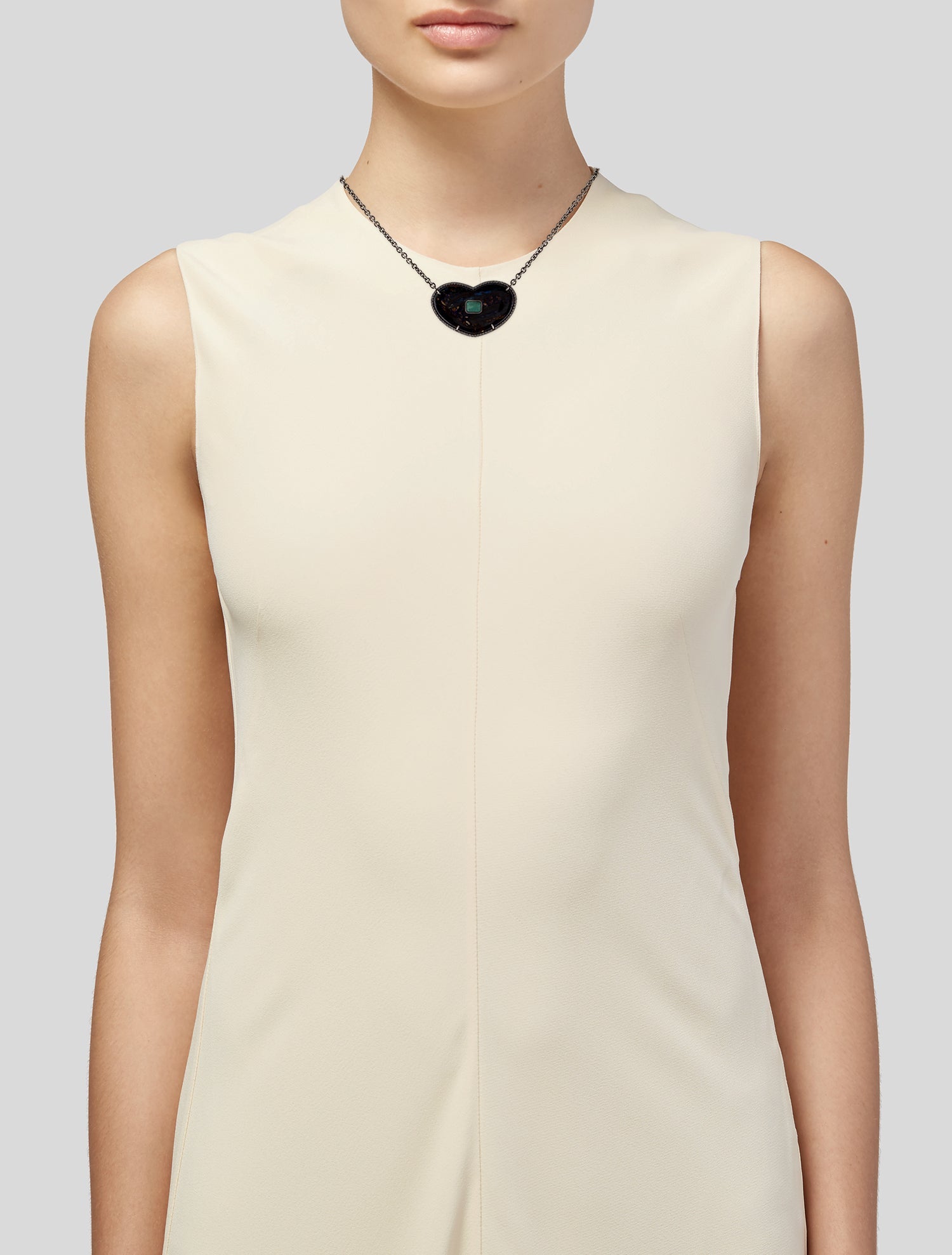 Sheryl Lowe 1.15ct Emerald, Boulder Opal, & Diamond Pendant Necklace