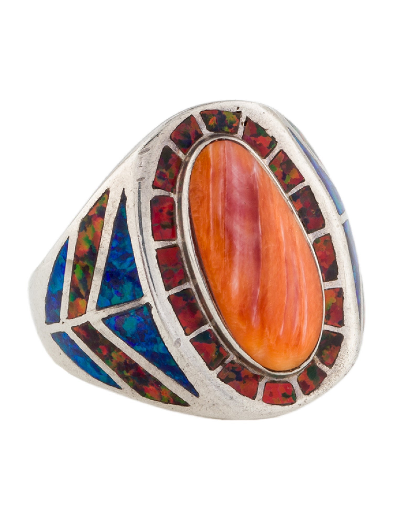 Sheryl Lowe Shell & Synthetic Opal Cocktail RIng