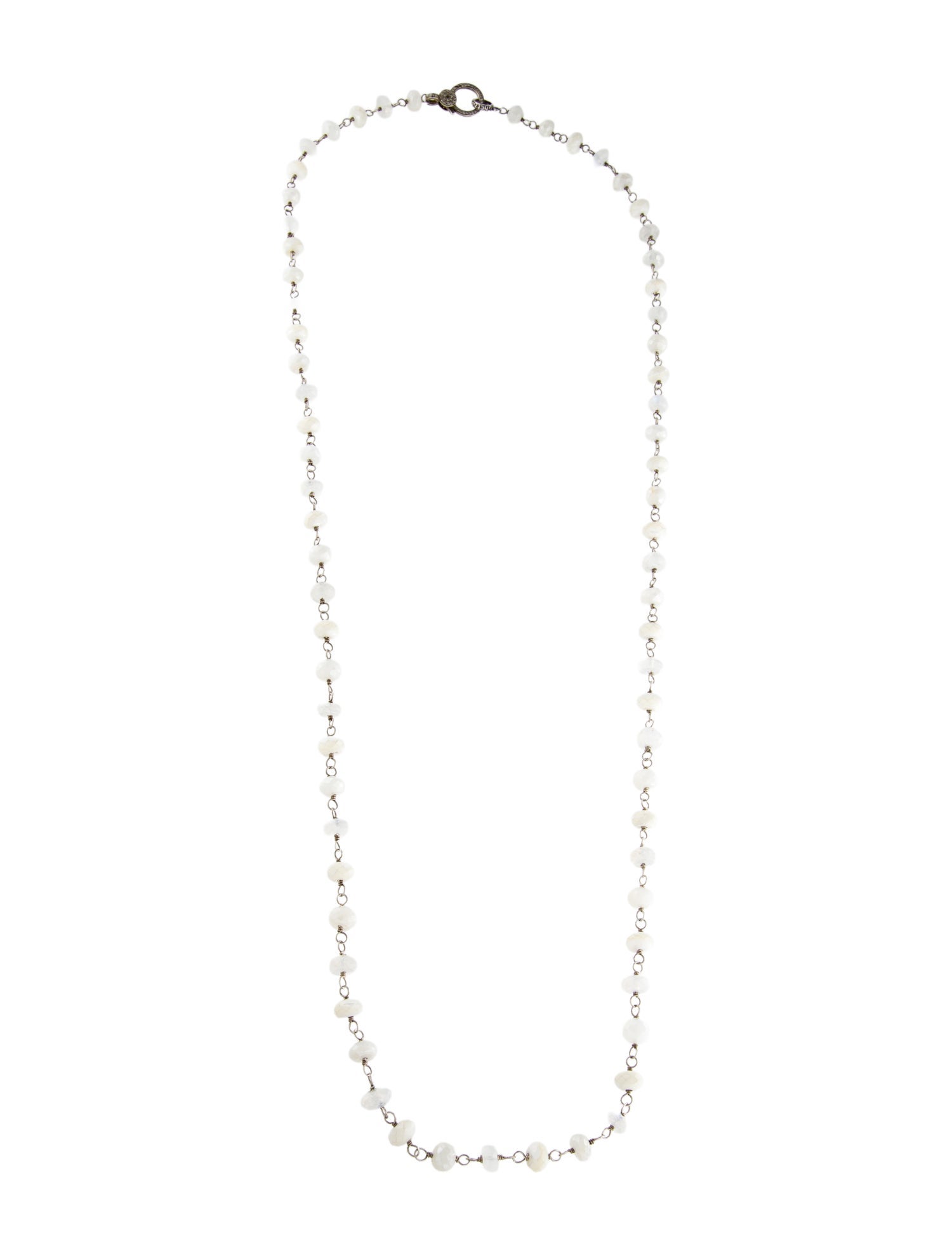Sheryl Lowe Diamond, Mother of Pearl & Moonstone Labradorite Bead Station Necklace