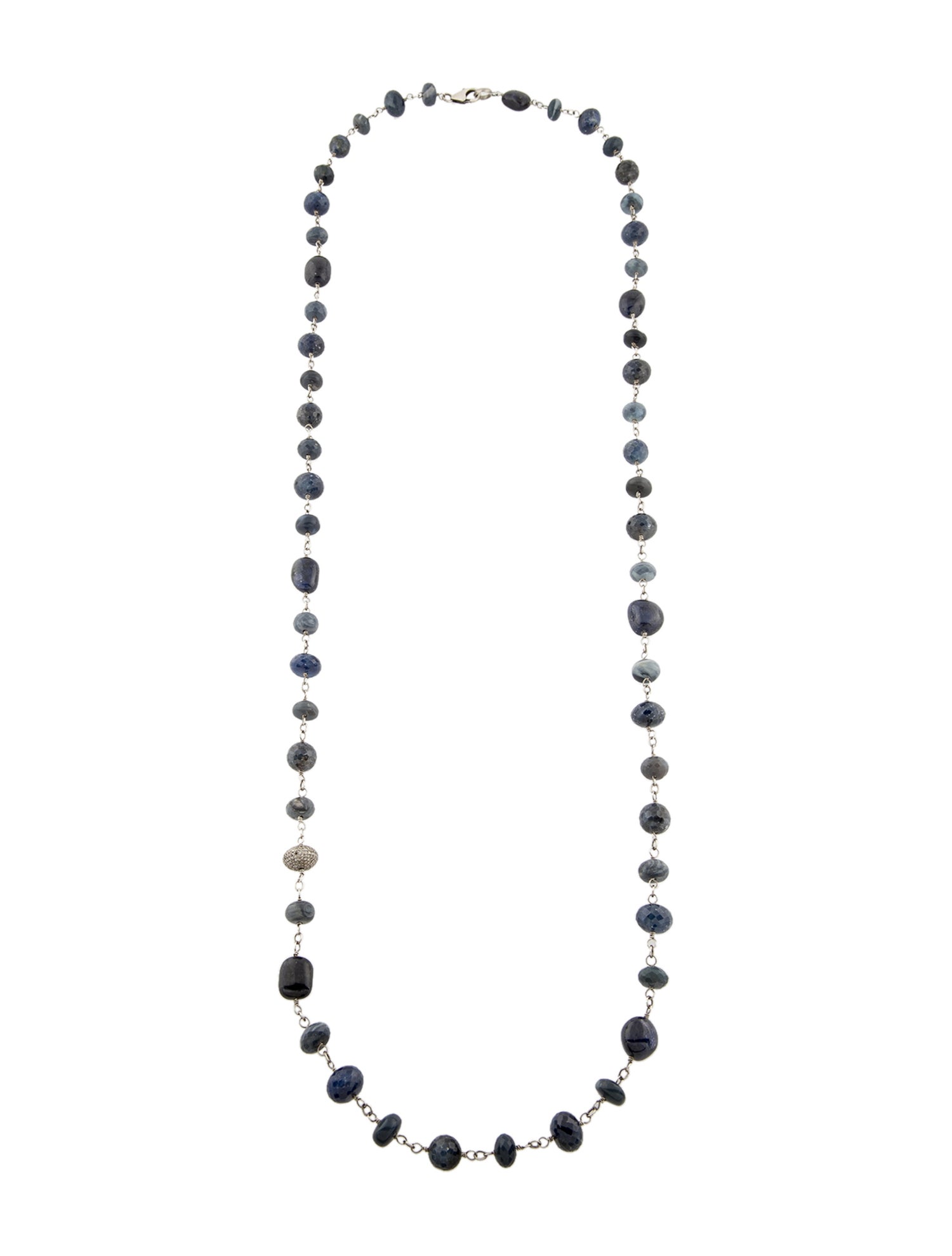 Sheryl Lowe Sapphire, Opal, & Diamond Bead Necklace