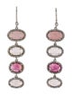 Sheryl Lowe Tourmaline, Chalcedony, Rose Quartz & Diamond Drop Earrings