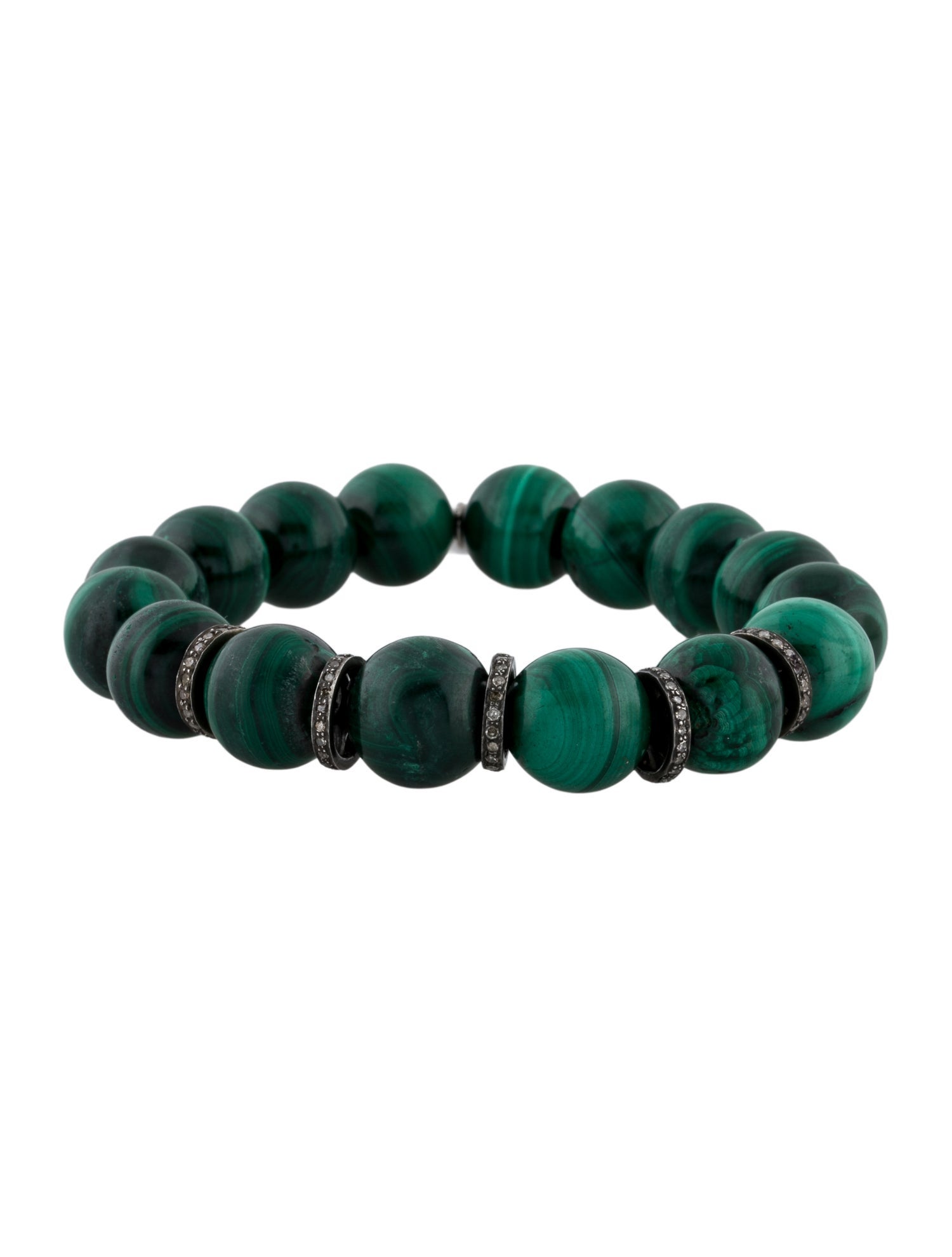 Sheryl Lowe Diamond & Malachite Bead Bracelet