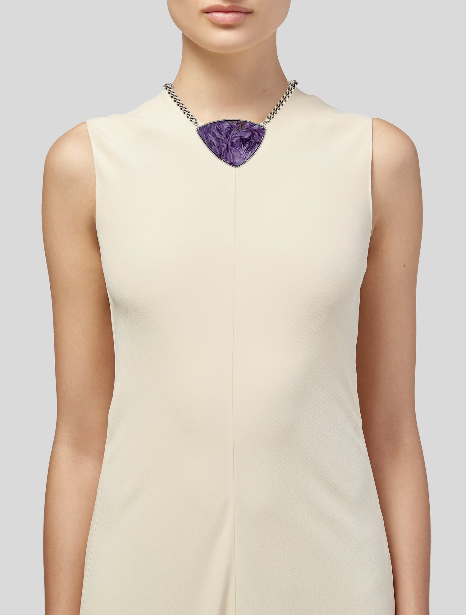 Sheryl Lowe Charoite & Diamond Collar Necklace