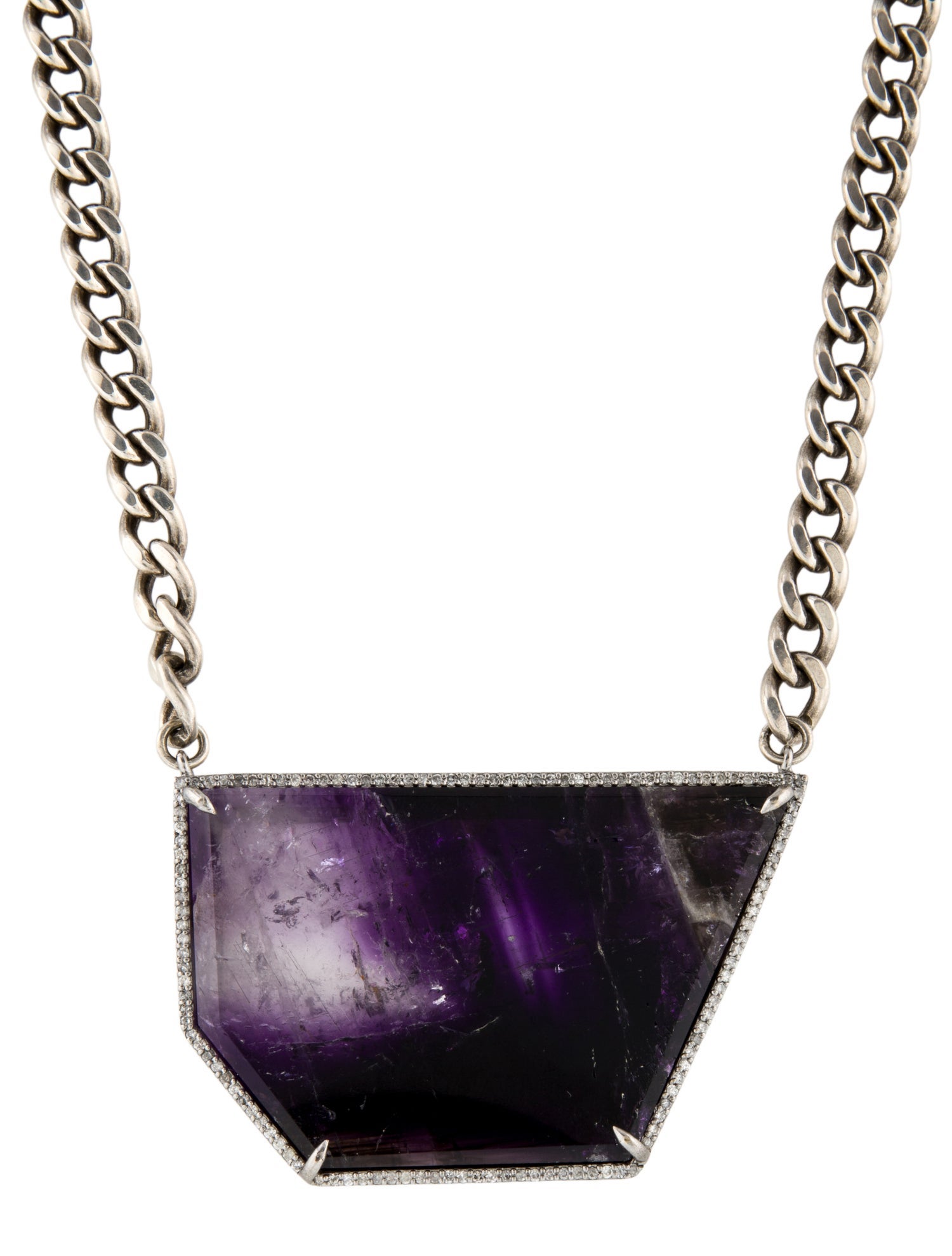 Sheryl Lowe Amethyst & Diamond Pendant Necklace