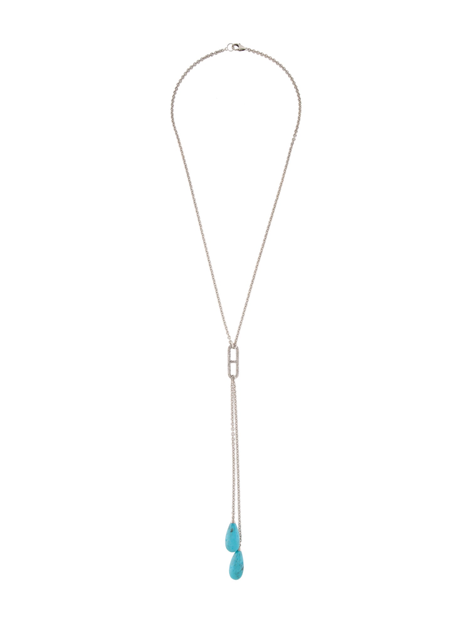 Sheryl Lowe Turquoise & Diamond Laritat Necklace