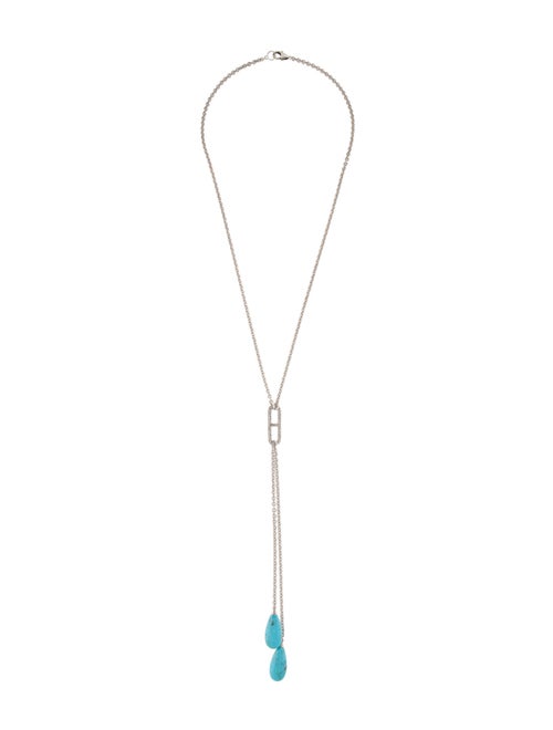Sheryl Lowe Turquoise & Diamond Laritat Necklace
