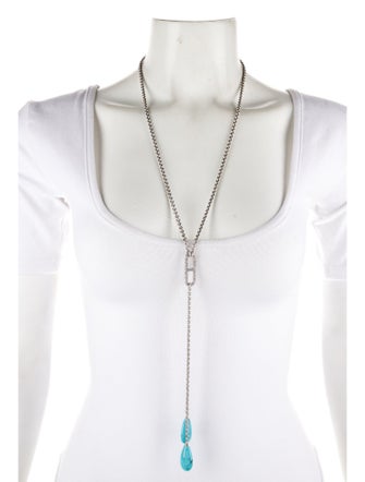 Sheryl Lowe Turquoise & Diamond Laritat Necklace