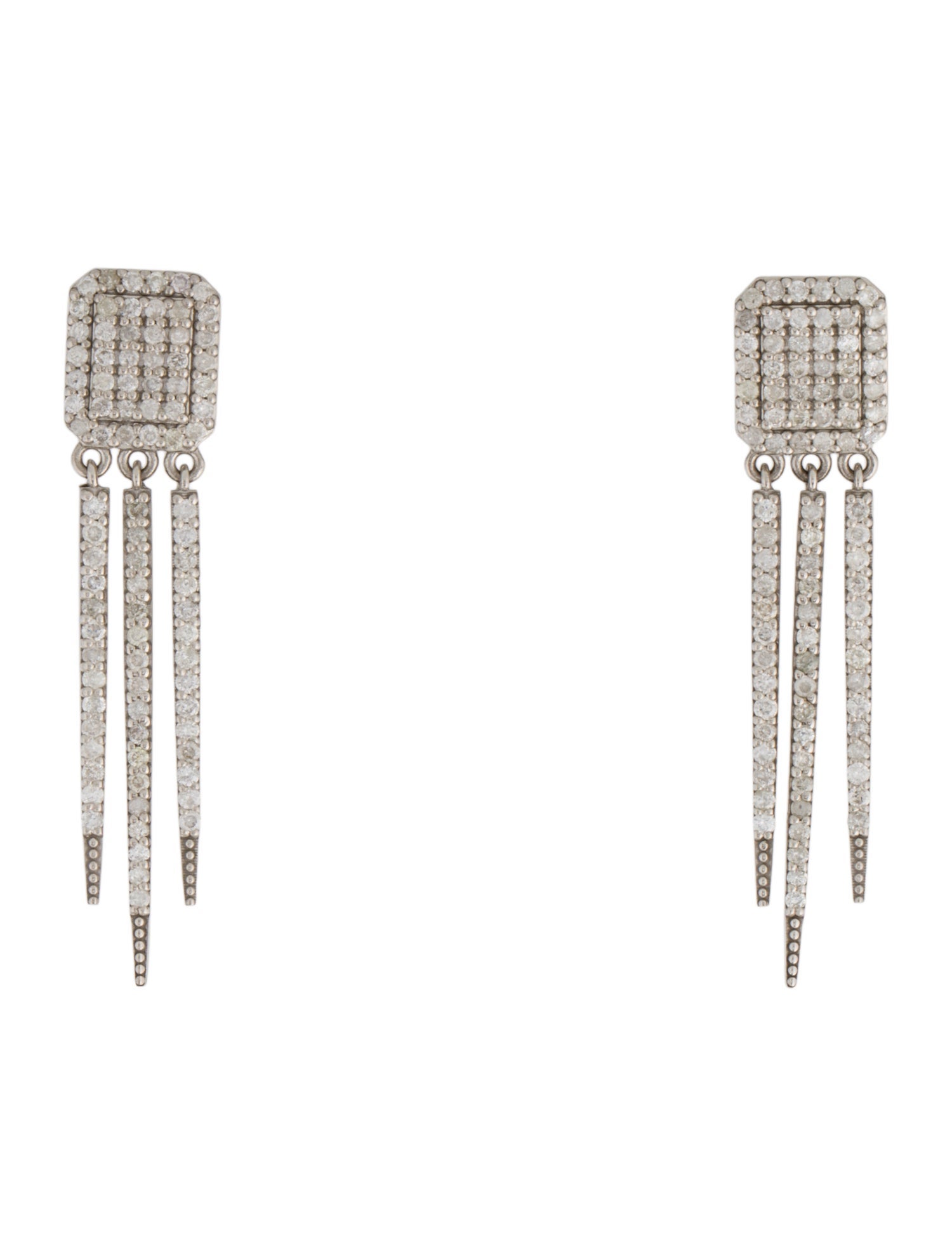 Sheryl Lowe 1.39ctw Diamond Shield & Spike Drop Earrings