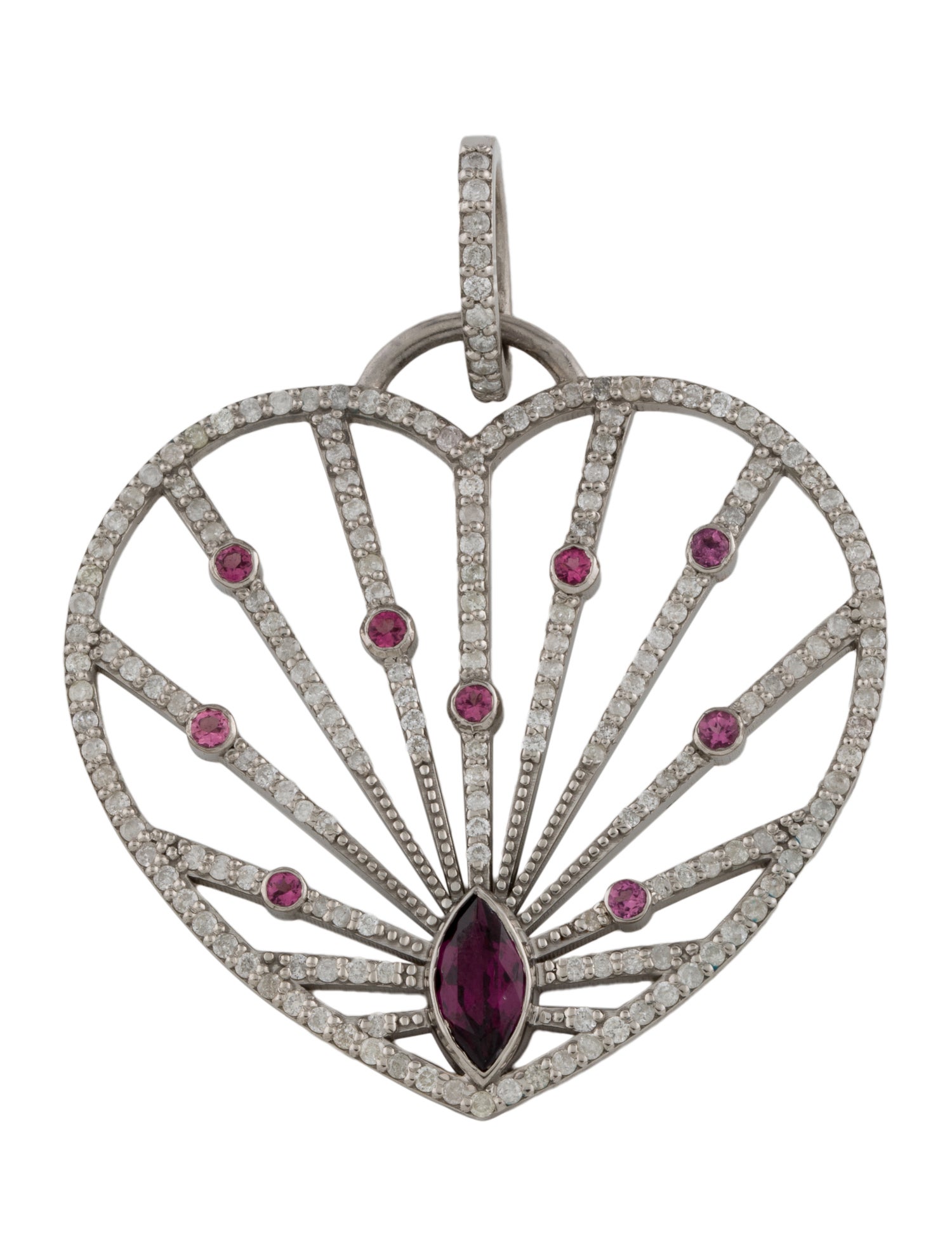 Sheryl Lowe Tourmaline, Garnet & Diamond Heart Pendant