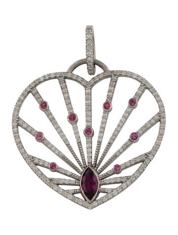 Sheryl Lowe Pendant Necklace Tourmaline, Garnet & Diamond Heart