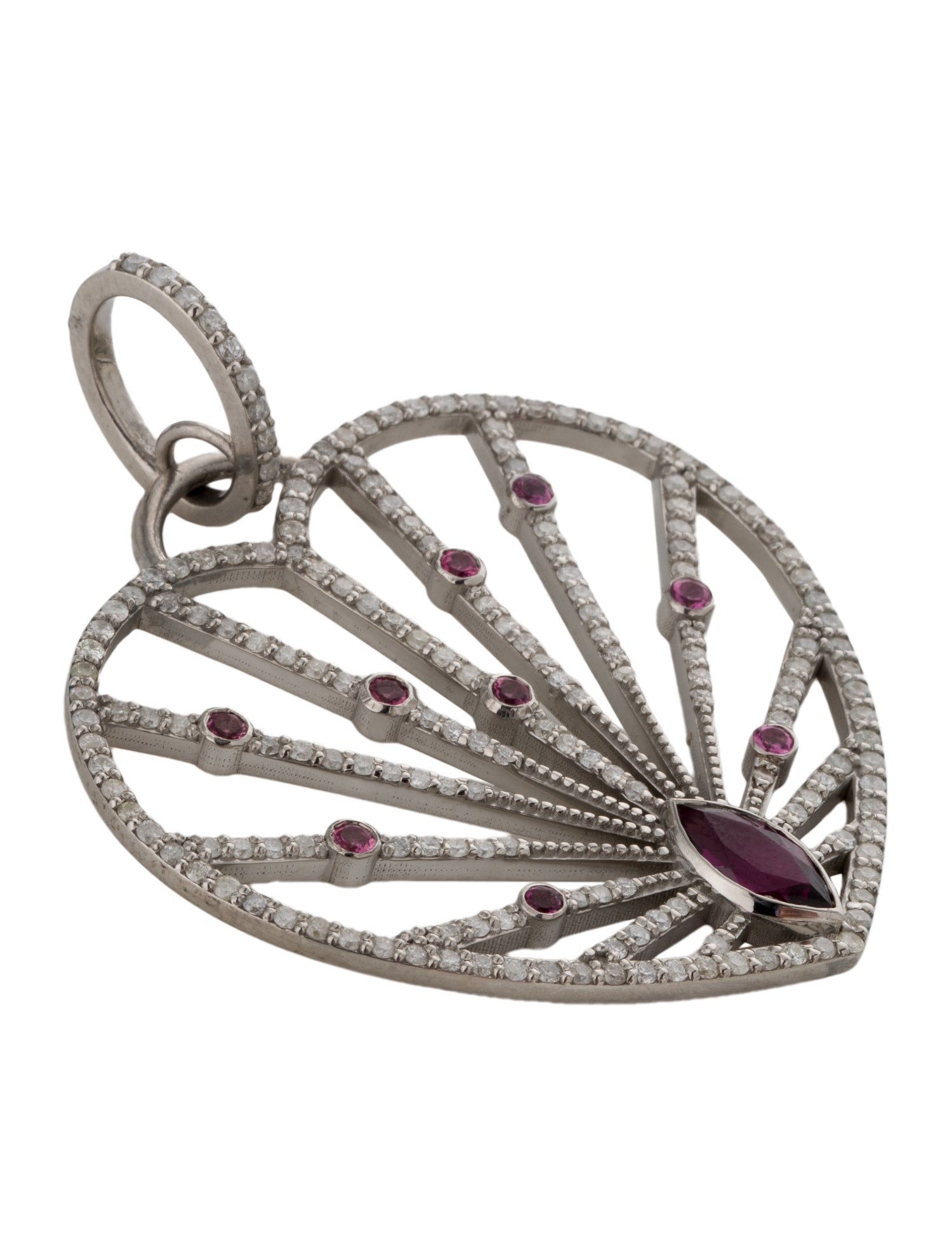 Sheryl Lowe Tourmaline, Garnet & Diamond Heart Pendant