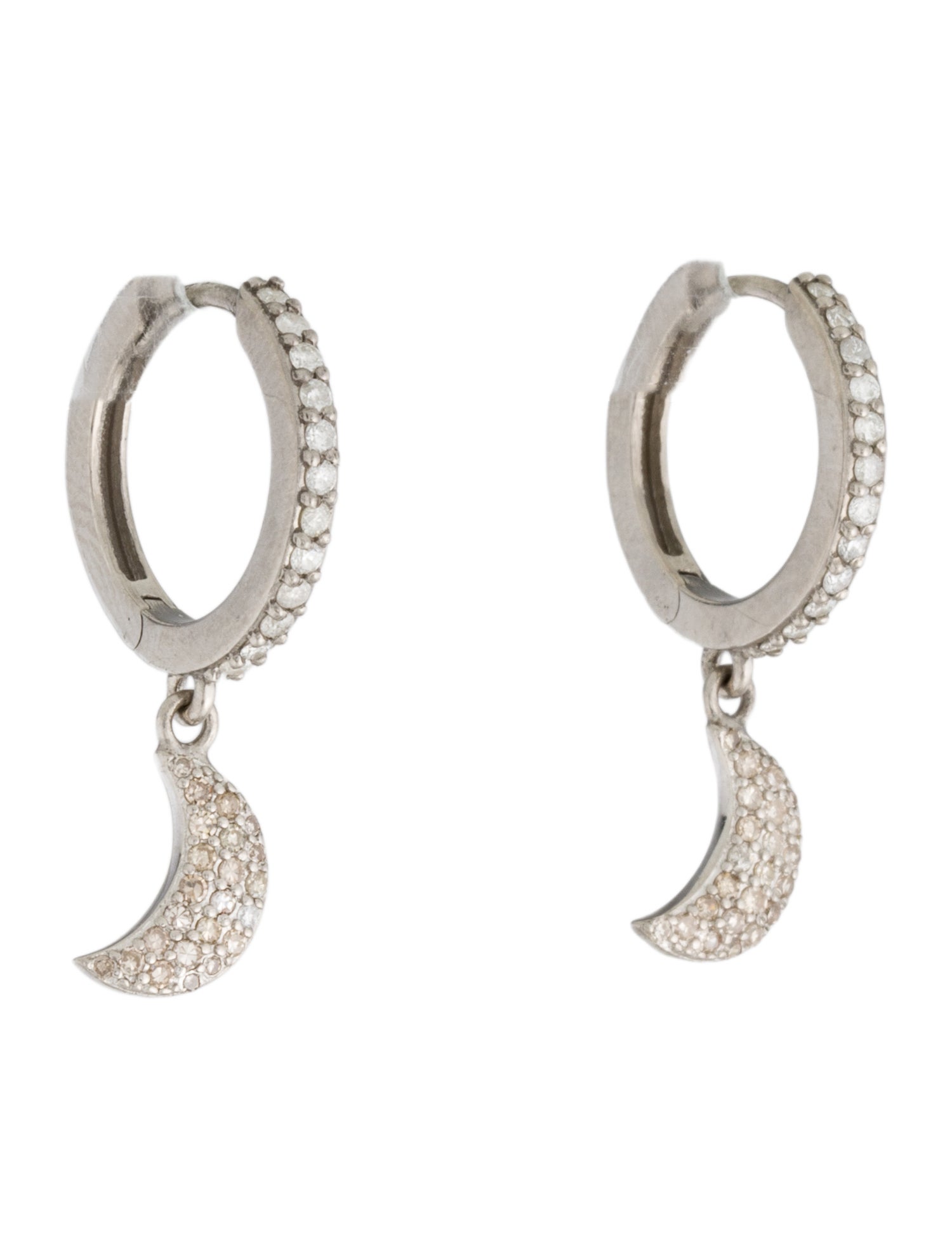 Sheryl Lowe Diamond Moon Drop Charm Huggie Earring