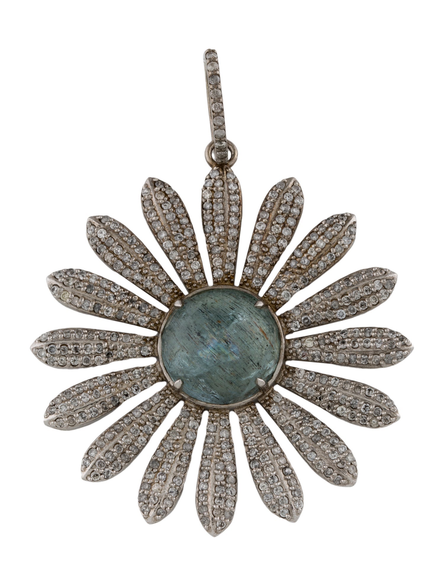 Sheryl Lowe Aquamarine & Diamond Daisy Pendant