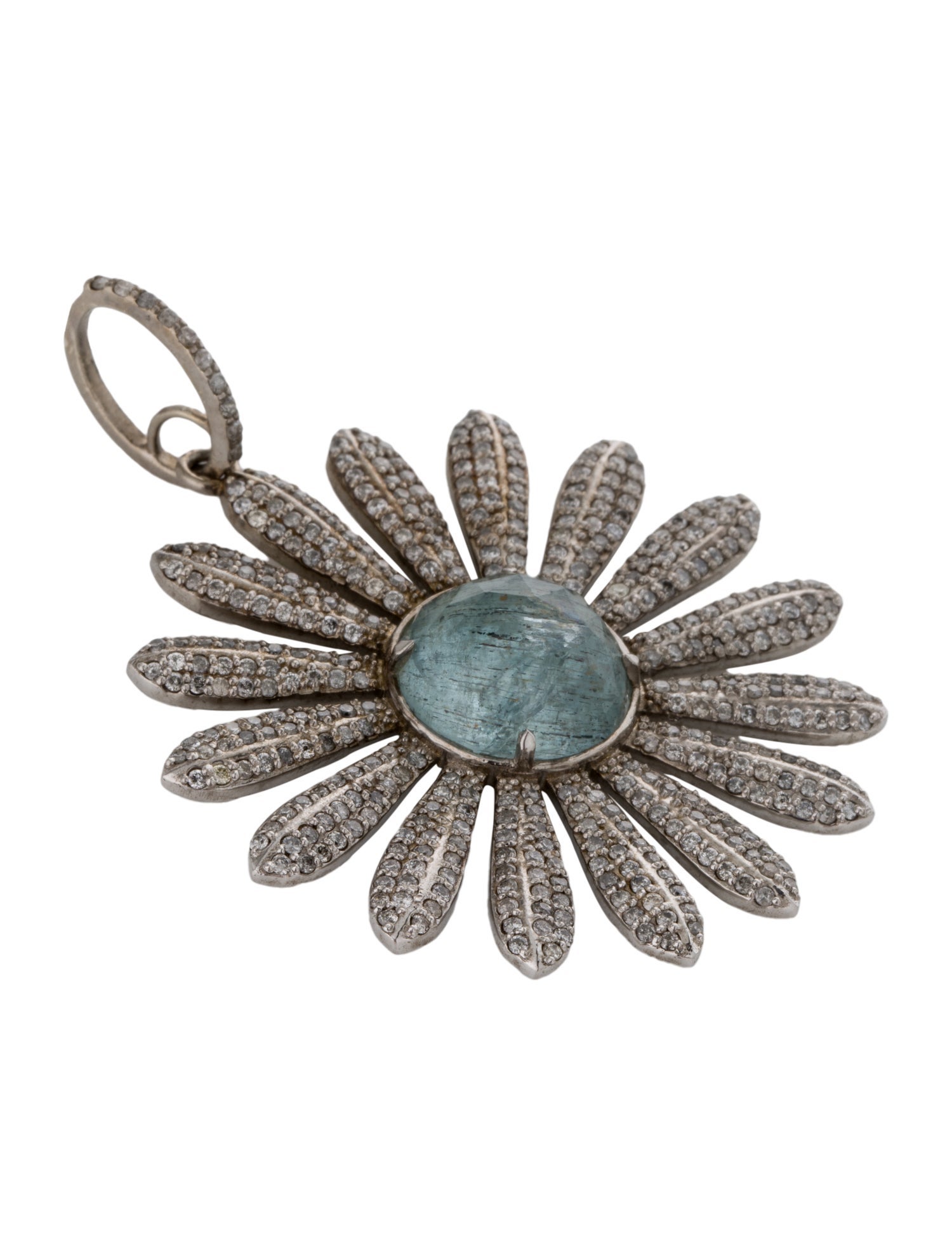 Sheryl Lowe Aquamarine & Diamond Daisy Pendant