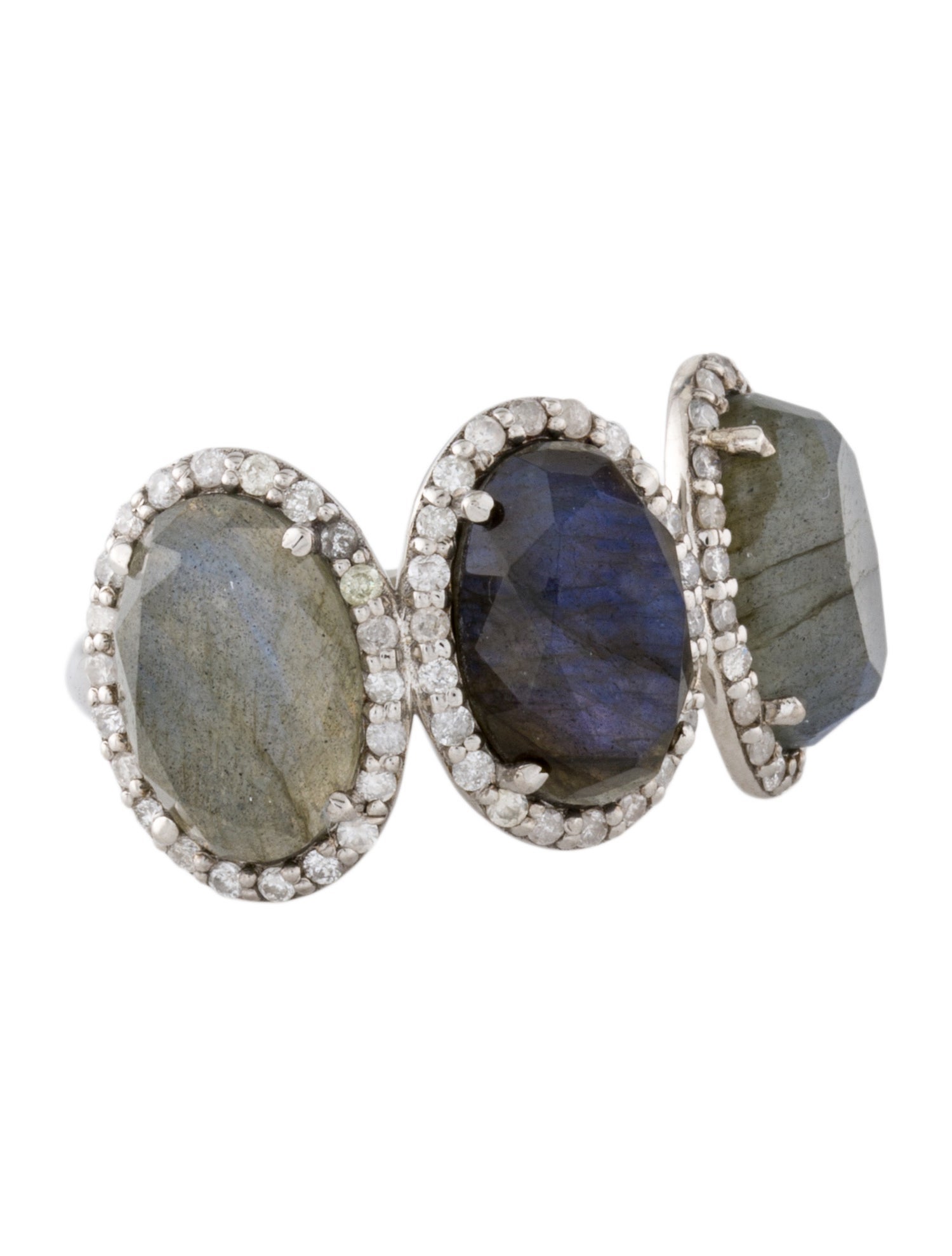 Sheryl Lowe 3.83ctw Labradorite & Diamond Cocktail Ring