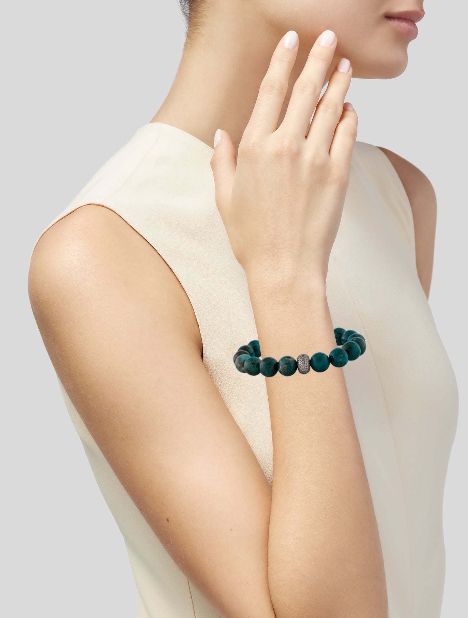 Sheryl Lowe Chrysocolla & Diamond Bead Bracelet