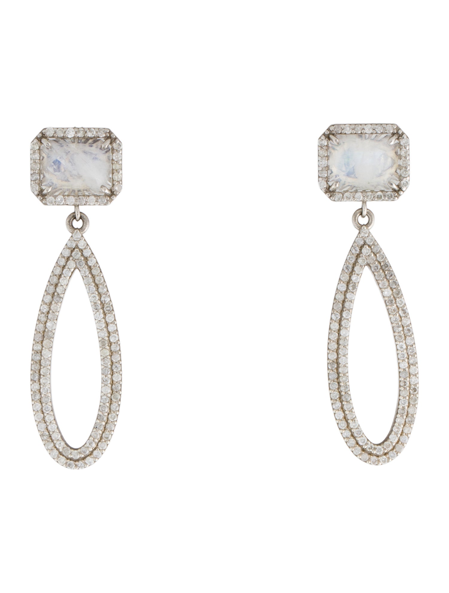 Sheryl Lowe 1.78ctw Diamond & Moonstone Drop Earrings