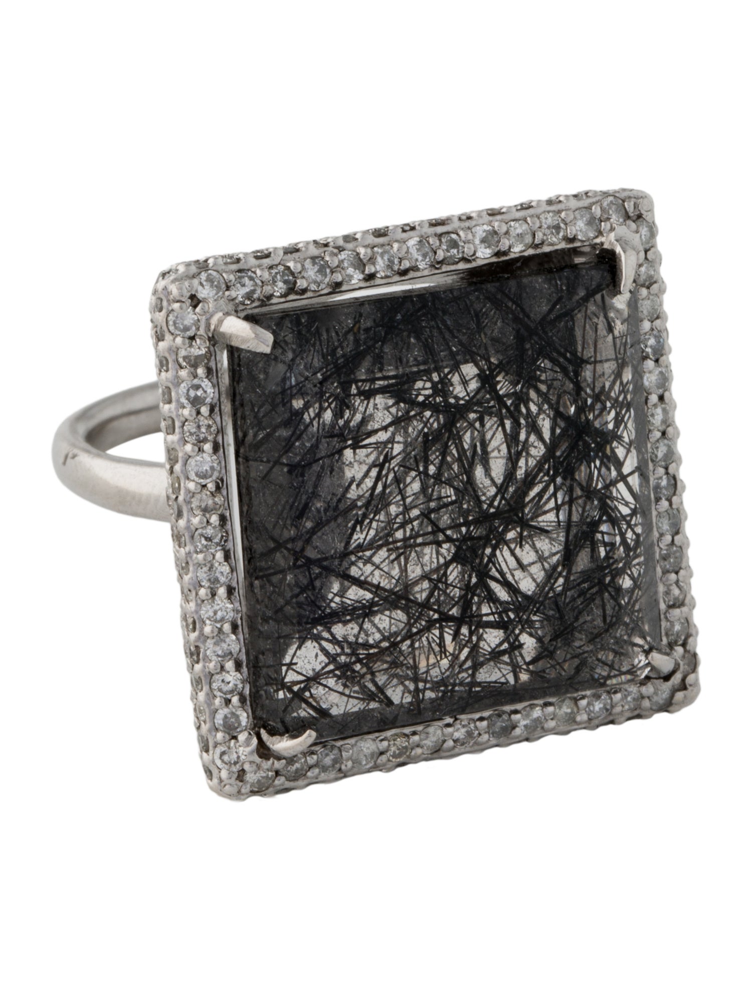 Sheryl Lowe 15.95ct Sagenitic Quartz & Diamond Cocktail Ring
