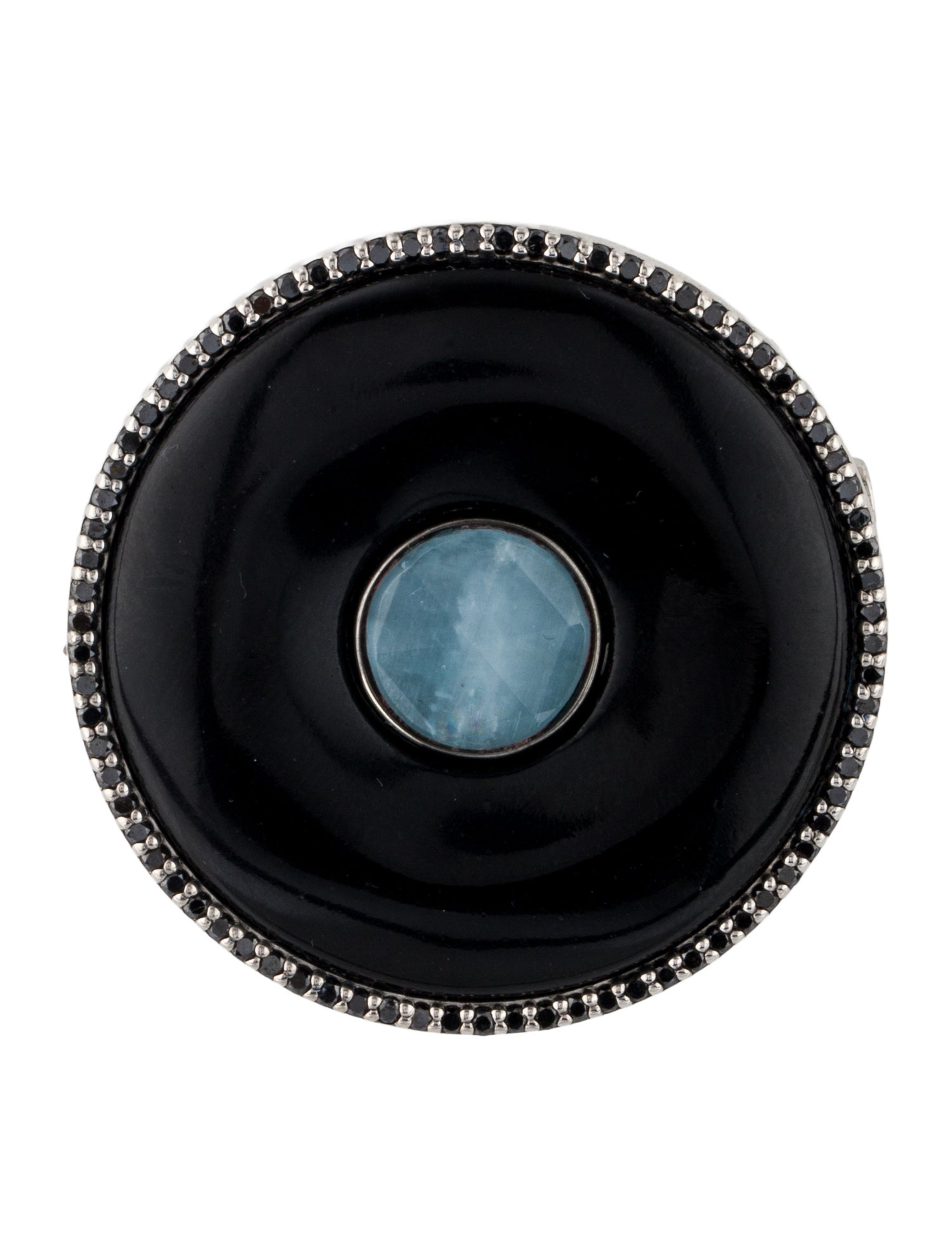 Sheryl Lowe Aquamarine, Diamond & Onyx Round Brooch
