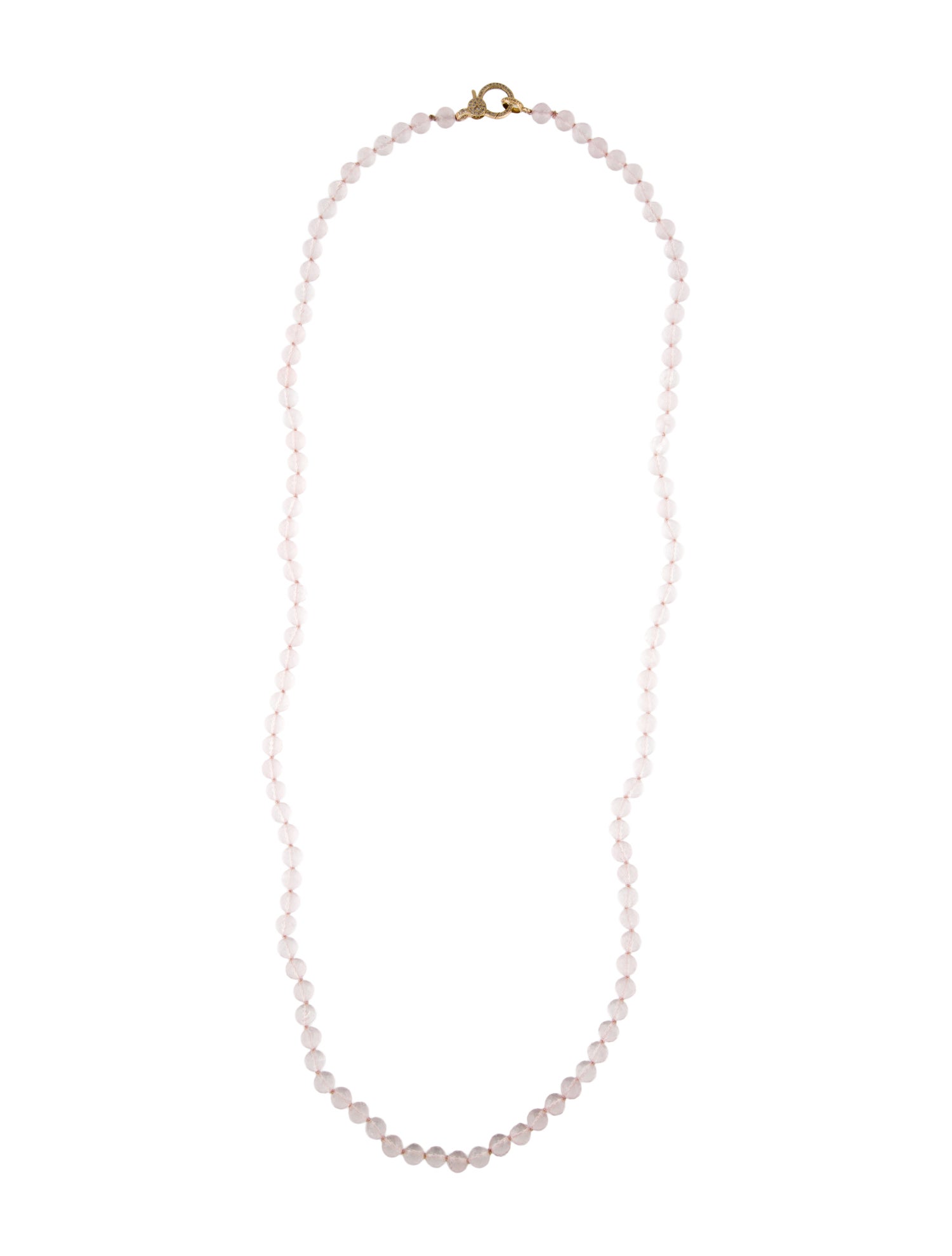 Sheryl Lowe 14K Diamond & Rose Quarts Bead Strand Necklace