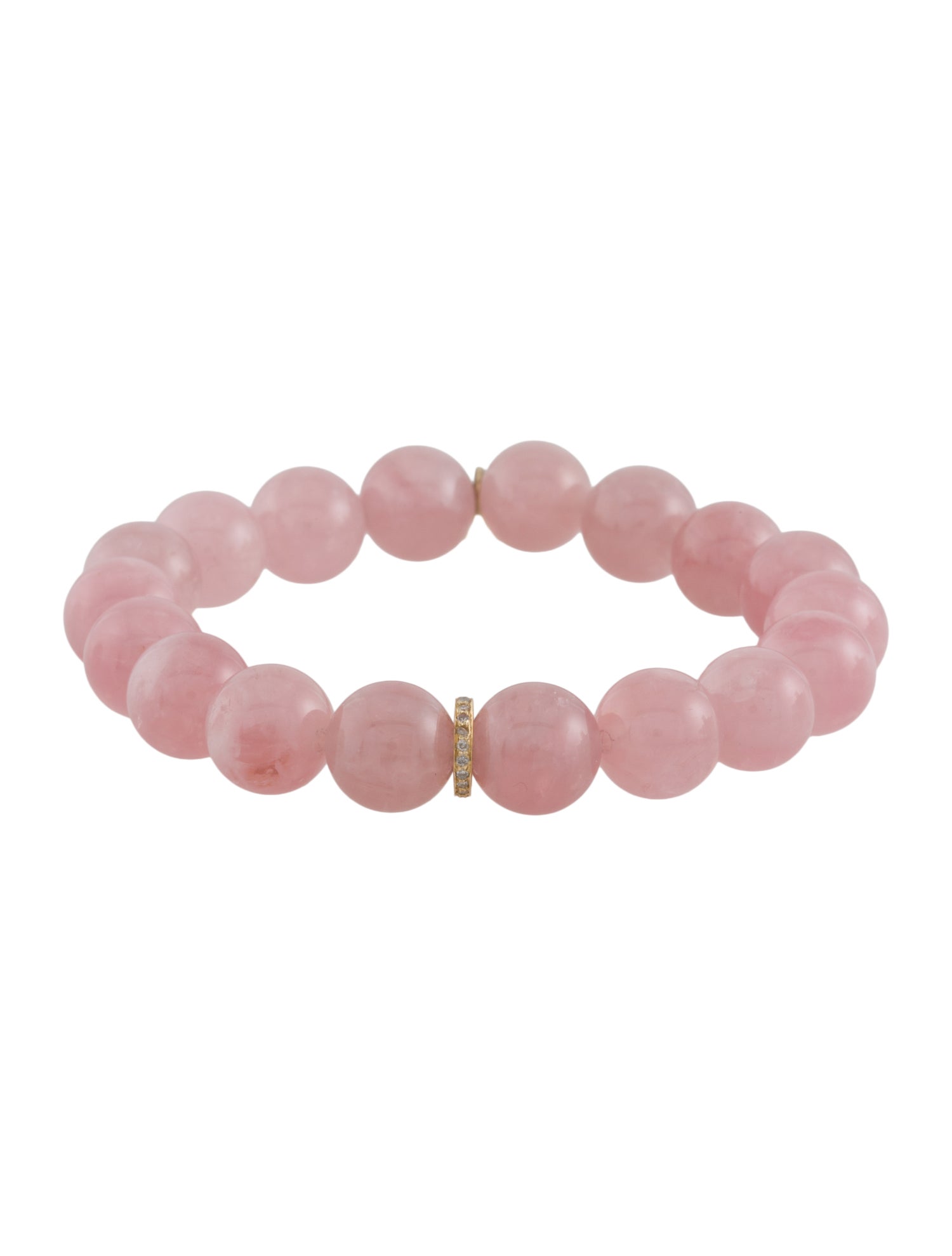 Sheryl Lowe 14K Diamond Rose Quartz Beaded Bracelet