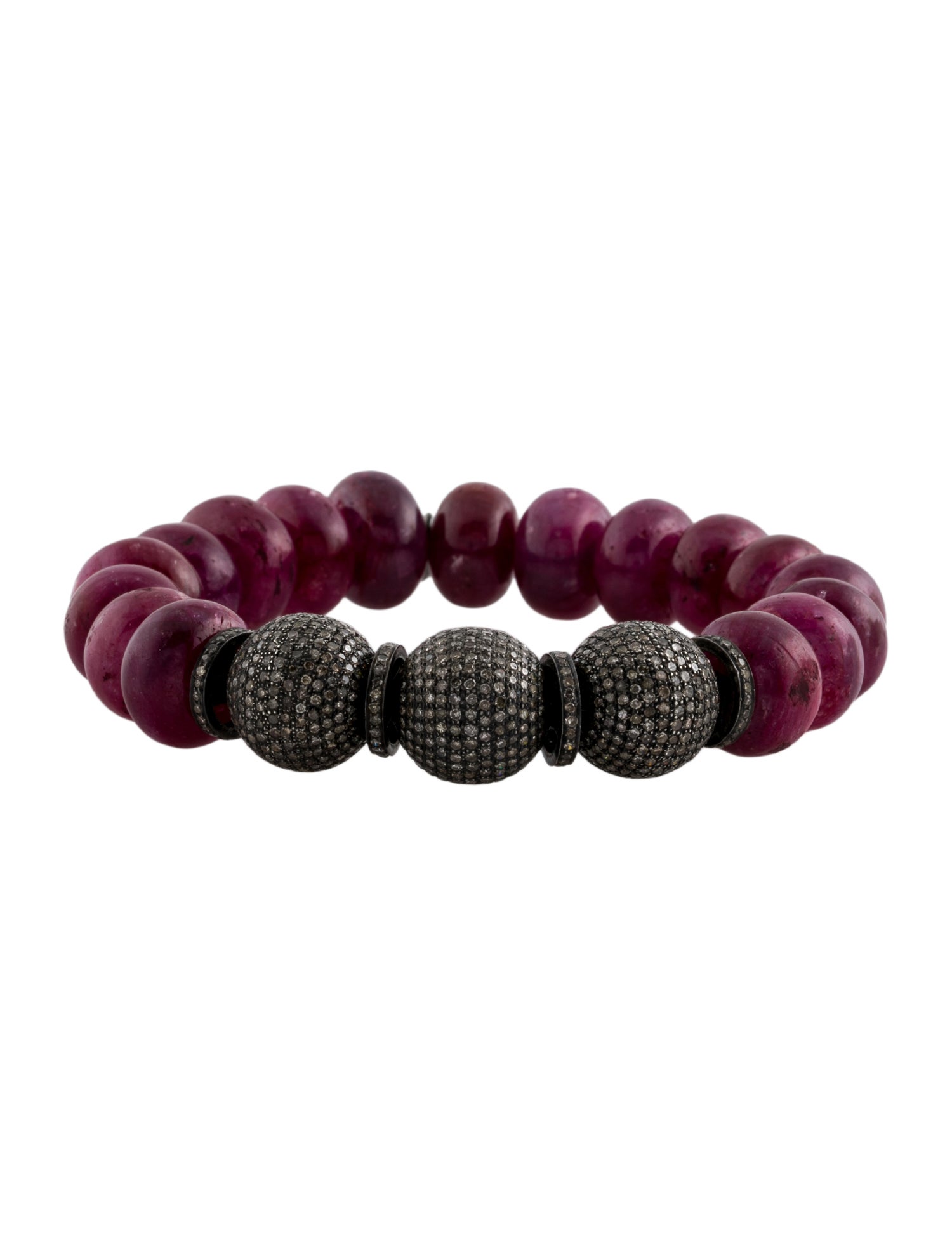 Sheryl Lowe Dyed Ruby & Diamond Beaded Bracelet