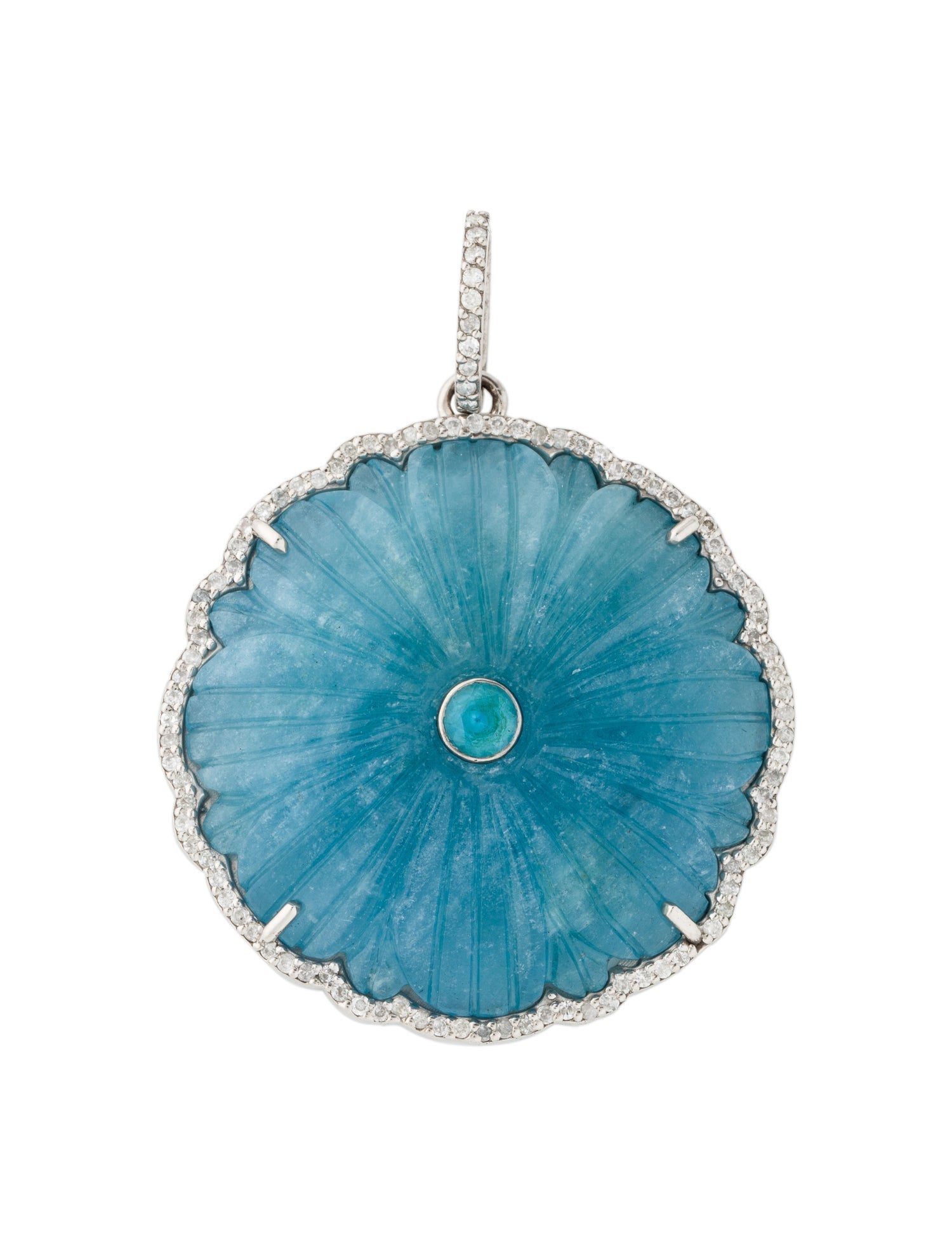 Sheryl Lowe Aquamarine, Topaz & Diamond Flower Pendant