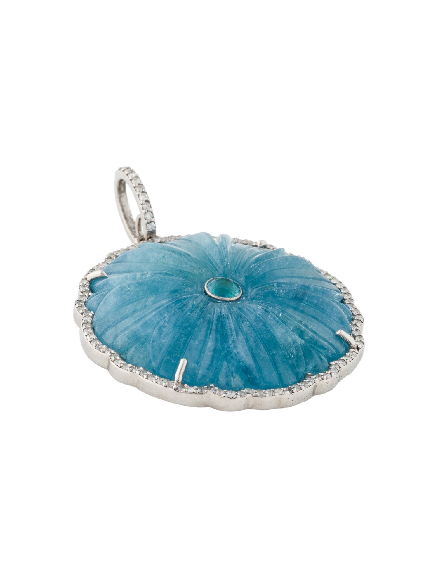 Sheryl Lowe Aquamarine, Topaz & Diamond Flower Pendant