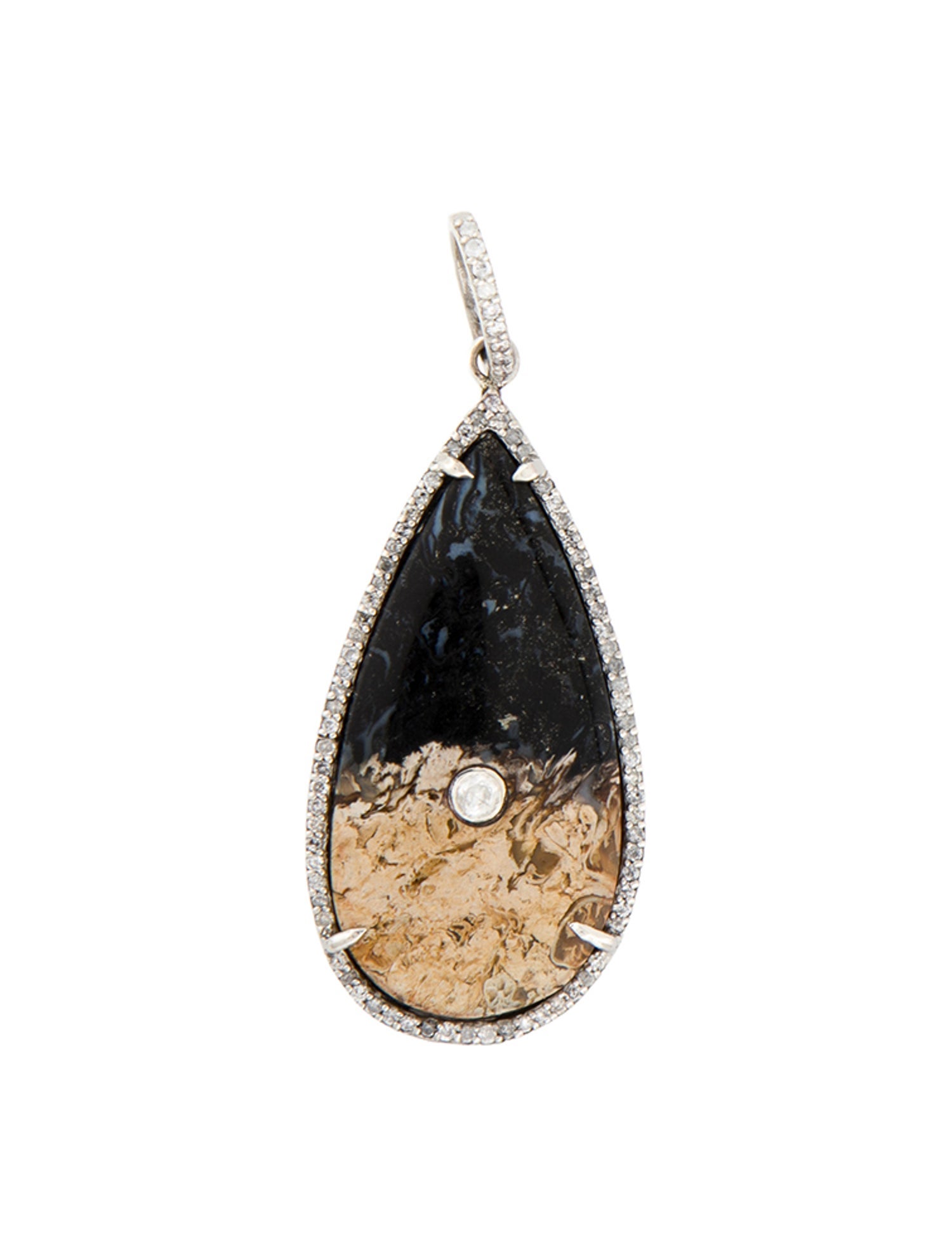Sheryl Lowe Fossilized Palm Wood & Diamond Pendant