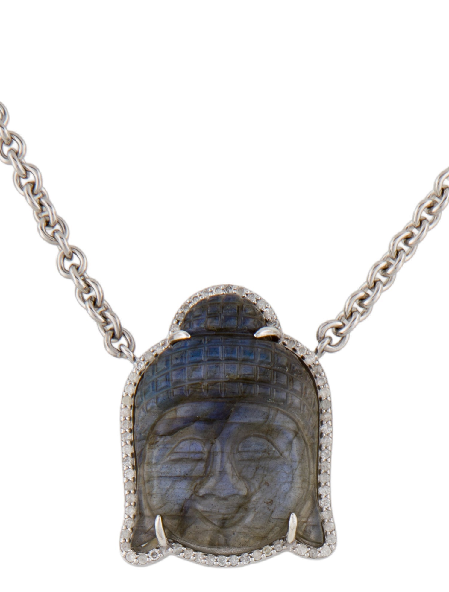 Sheryl Lowe Labradorite & Diamond Buddha Pendant Necklace