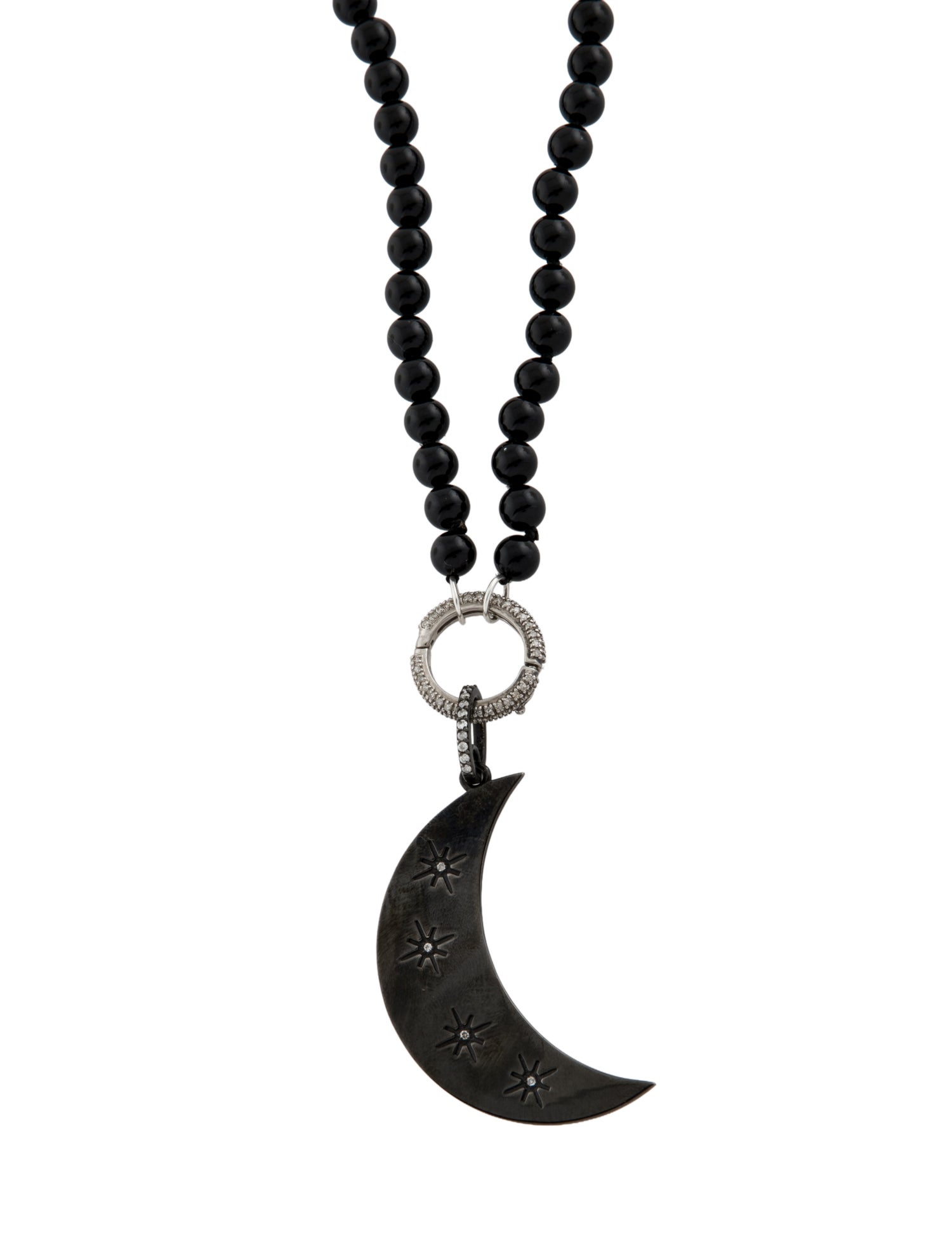 Sheryl Lowe Onyx & Diamond Crescent Pendant Necklace