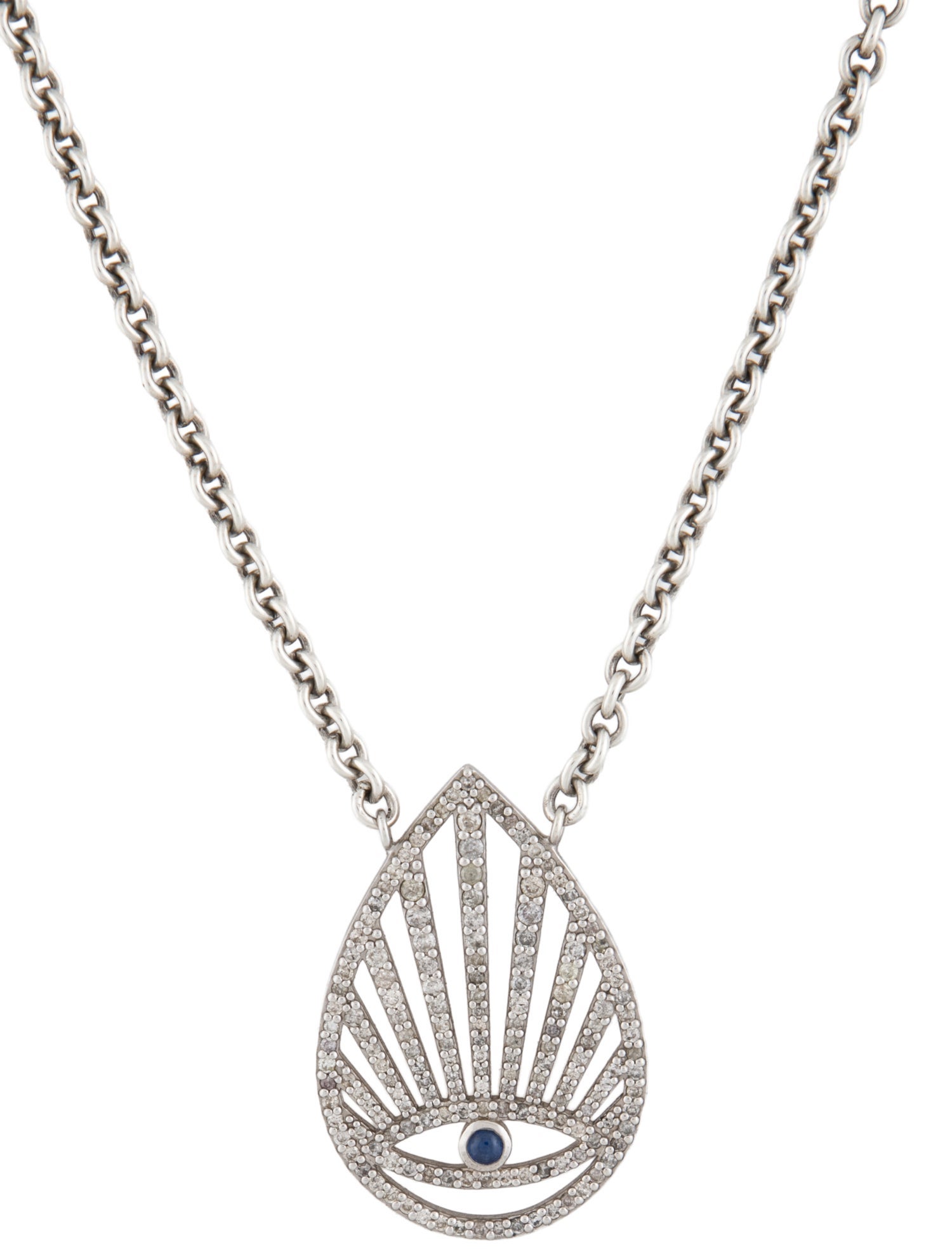 Sheryl Lowe Sapphire & Diamond Evil Eye Sunrise Pendant Necklace