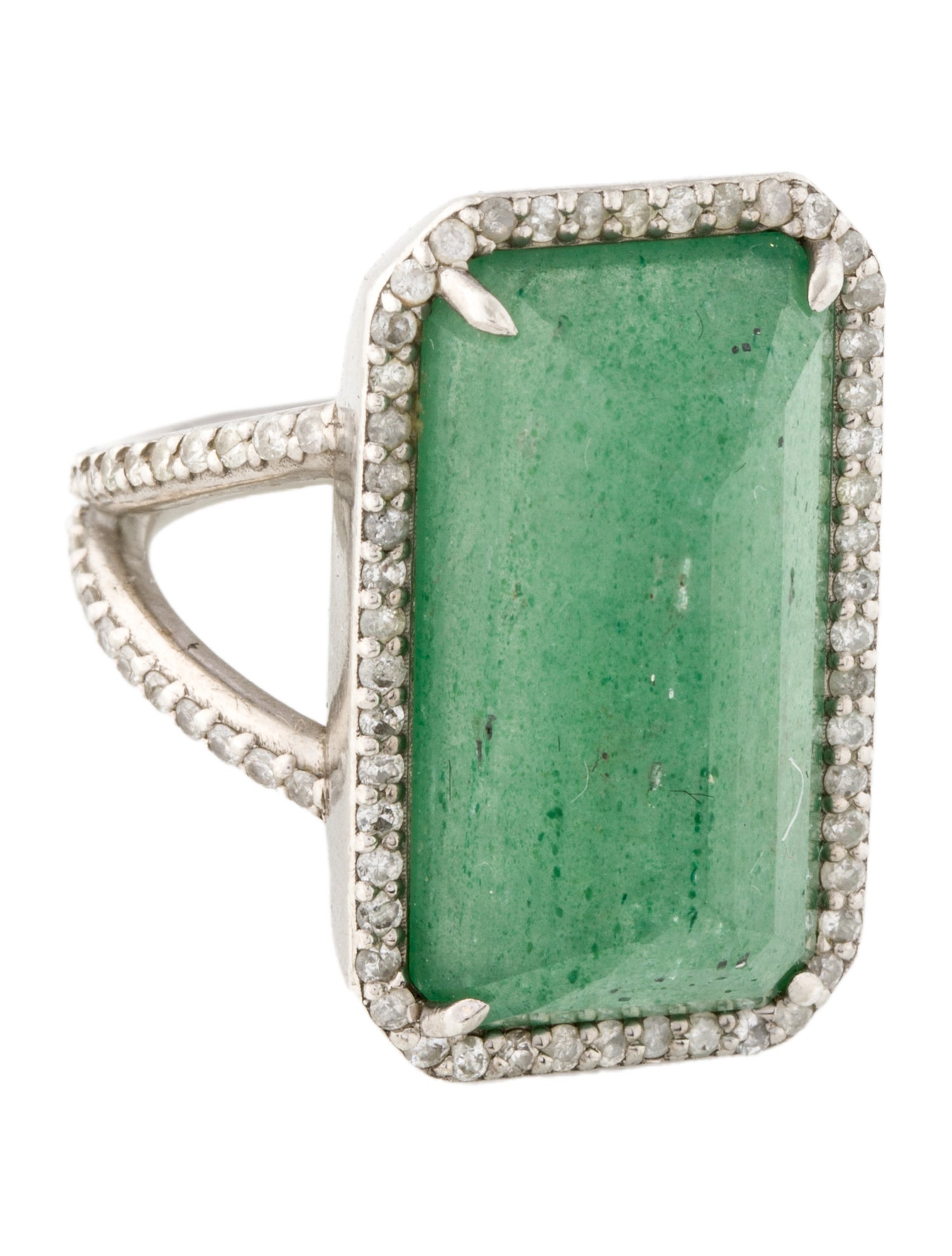 Sheryl Lowe 16.49ct Aventurine Quartz & Diamond Cocktail Ring